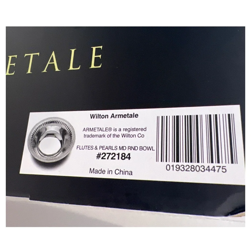 Wilton Armetale Flutes & Pearls Medium Round Bowl Silver Metal Serveware NIB‎